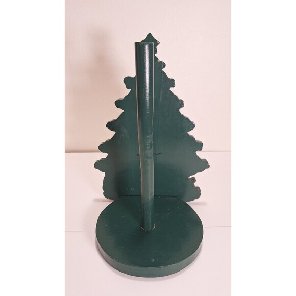 Vtg Christmas Tre Transfer Intl. Hand Painted Wood Paper Towel Holder Holiday - Picture 4 of 8